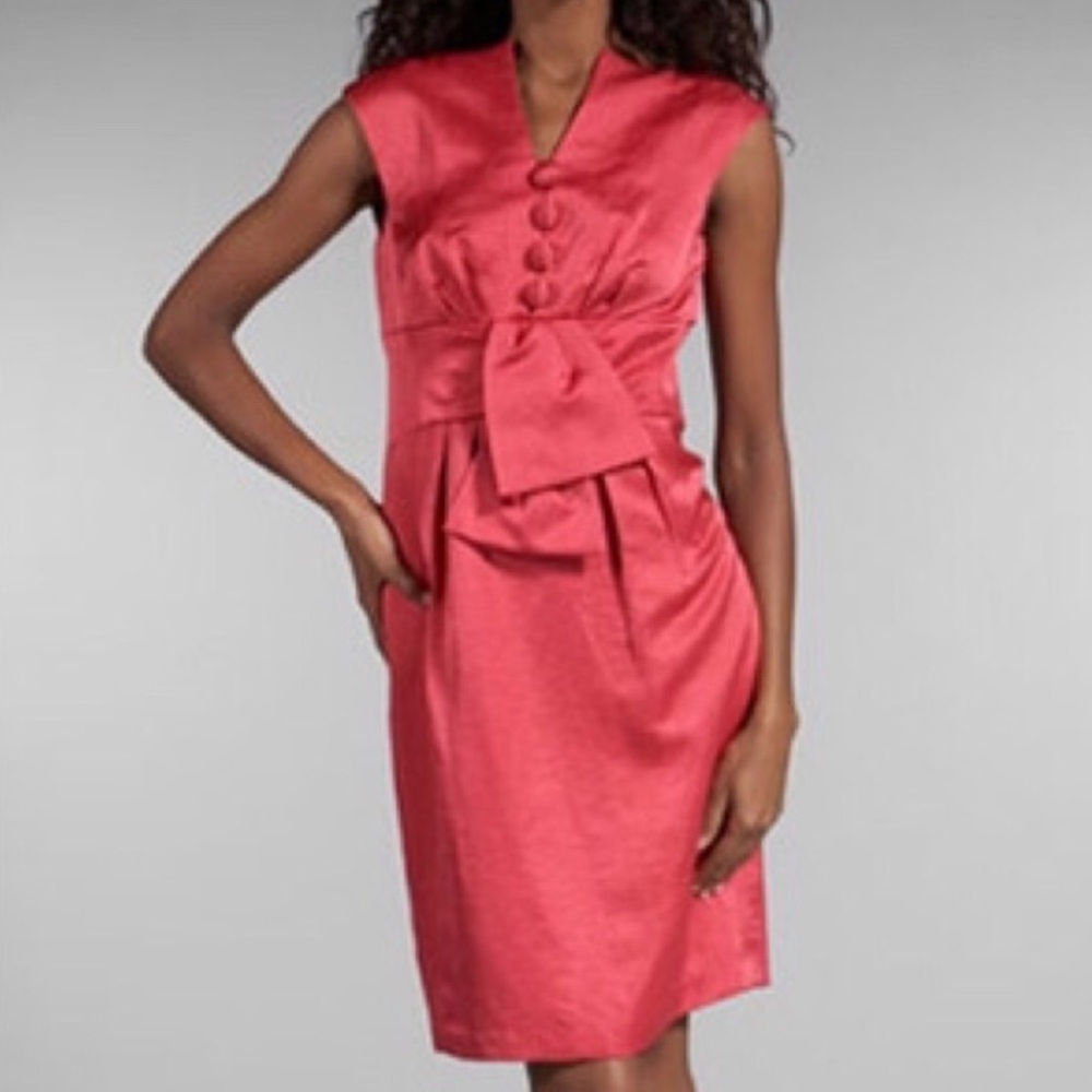 Vintage Y2K Nanette Lepore Sunny Day Cocktail Dress Linen Red Punch US 10 $375
